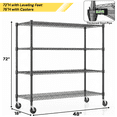 thumbnail image 6 of Legooin 18x48x72 inch Heavy Duty Metal Shelf Garage Shelving Unit Industrial Storage Shelf on Wheels Residential Storage 2000lbs Capacity, Black, 6 of 8