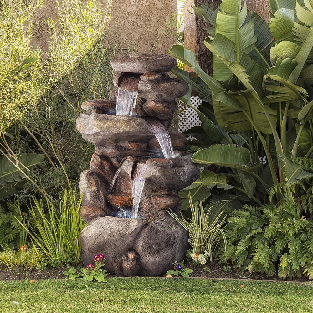 Alpine Corporation 4Tier Rock Water Fountain with LED Lights Walmart