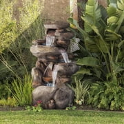 Alpine Corporation 4-Tier Rock Water Fountain with LED Lights