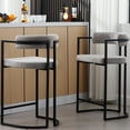 thumbnail image 3 of Guyou Fabio 26" Upholstered Bar Height Bar Stools with Metal Frame, Grey/Fur(Set of 2), 3 of 11
