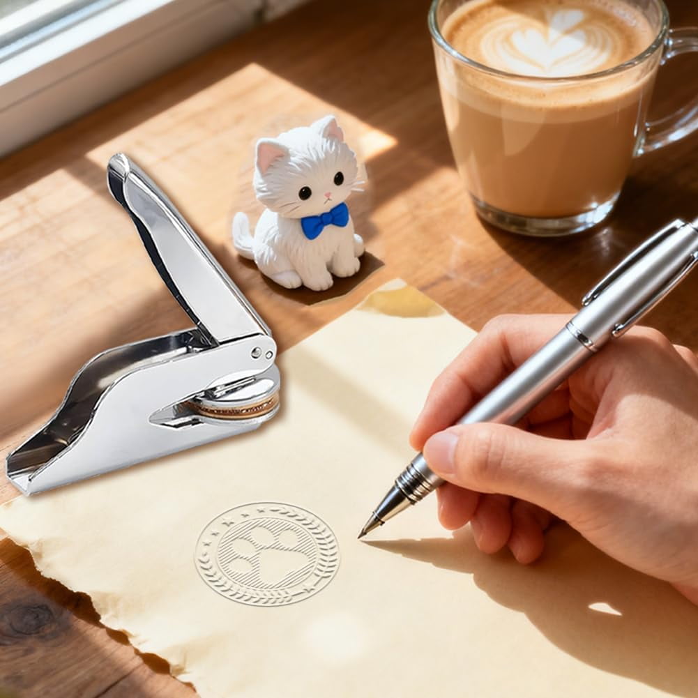 Book Embosser Personalized Paw Pattern Book Stamp Durable Library Stamp with Handle Set