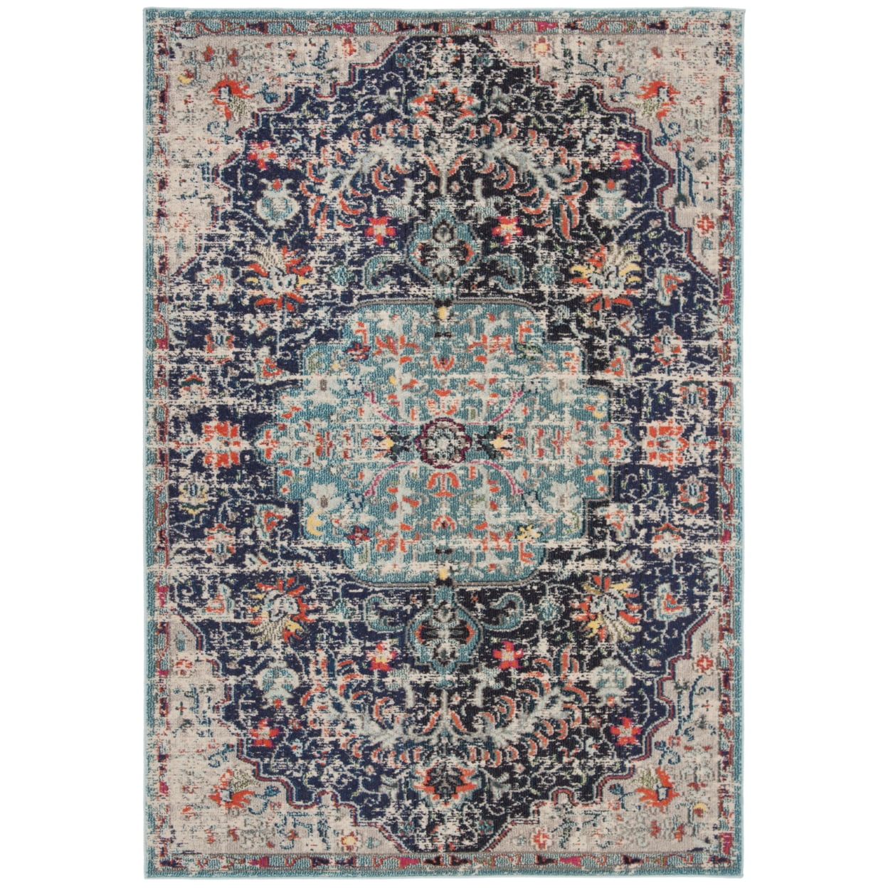 SAFAVIEH Madison Joandra Southwestern Area Rug, Black/Teal, 10' x 14'
