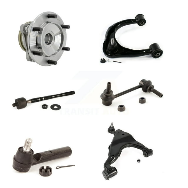 Transit Auto Front Right Hub Bearing Assembly Link kit Lower & Upper Control Arm with Ball Joint and Outer Inner Tie Rod End Kit (6Pc) for Car 2005-2015 Toyota Tacoma Pre Runner RWD K7T-111782
