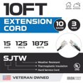 thumbnail image 2 of Iron Forge Cable 10 ft Lighted Outdoor Extension Cord - 10/3 SJTW Heavy Duty Black Extension Cable with 3 Prong 15 AMP Grounded Plug for Safety, 2 of 7