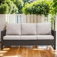 thumbnail image 2 of PARKWELL Outdoor 3-Seat Patio Sofa,All-Weather Wicker Rattan Couch Furniture with Cushions,Beige, 2 of 10