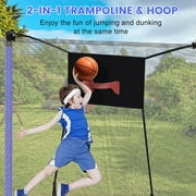 14FT Trampoline, 1320LBS Kids Trampoline with Basketball Hoop, Outdoor Adult Trampoline w/Enclosure Net & Heavy-duty Supports