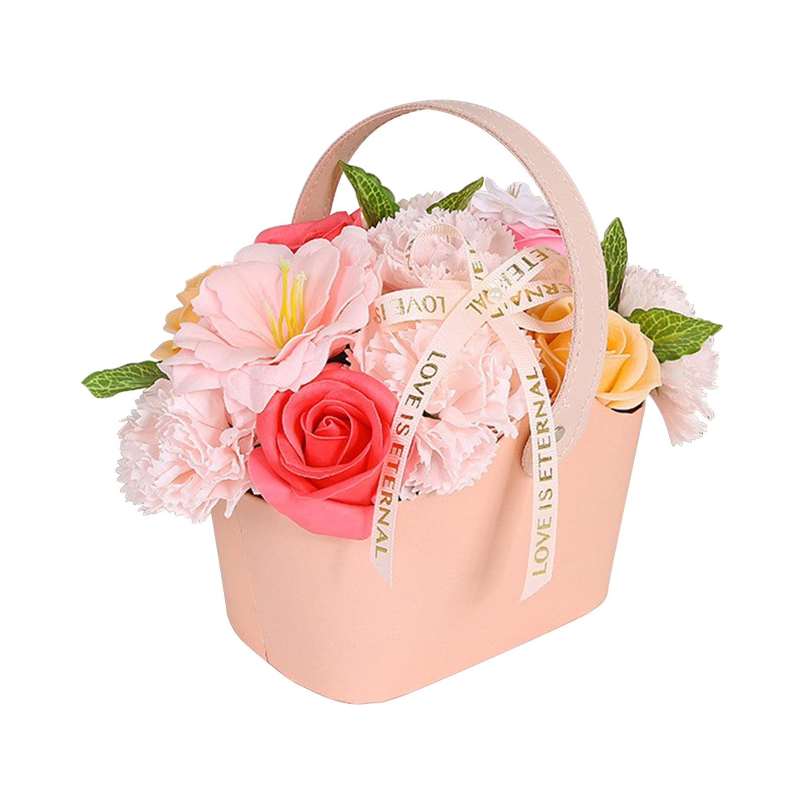 Kcavykas Canada Day open Season Soap Flower Rose Portable Flower Basket Decorative Gift for Season of Graduation Teachers Day Mother s Day Table