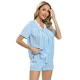 thumbnail image 3 of Two Piece Outfits for Women Casual Shorts Set Short Sleeve S-XXL - Womens Pajama Set with Short Sleeve Button-up Shirt and Shorts, 3 of 6
