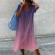 thumbnail image 1 of ICHUANYI Clearance Fashion Casual Looes V-Neck Short Sleeve Long Dress Printed Pleated Dresses(Purple, XXL) ICHUANYI WER2023081113821, 1 of 5