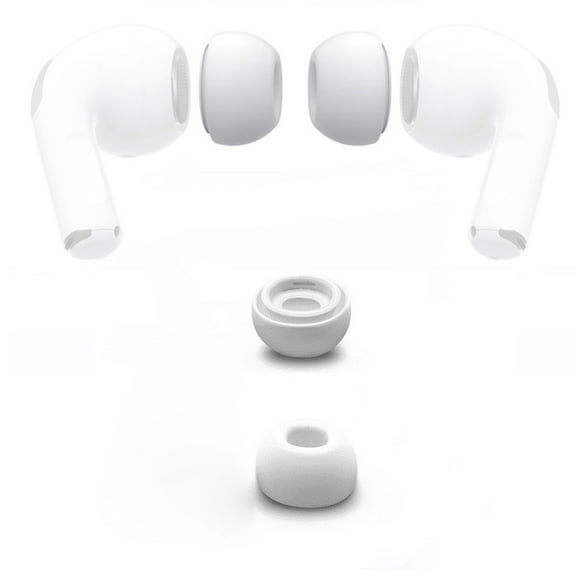 BKER 1Pair Silicone Replacement Ear Tips Buds For Apple Airpods Pro Headphones White