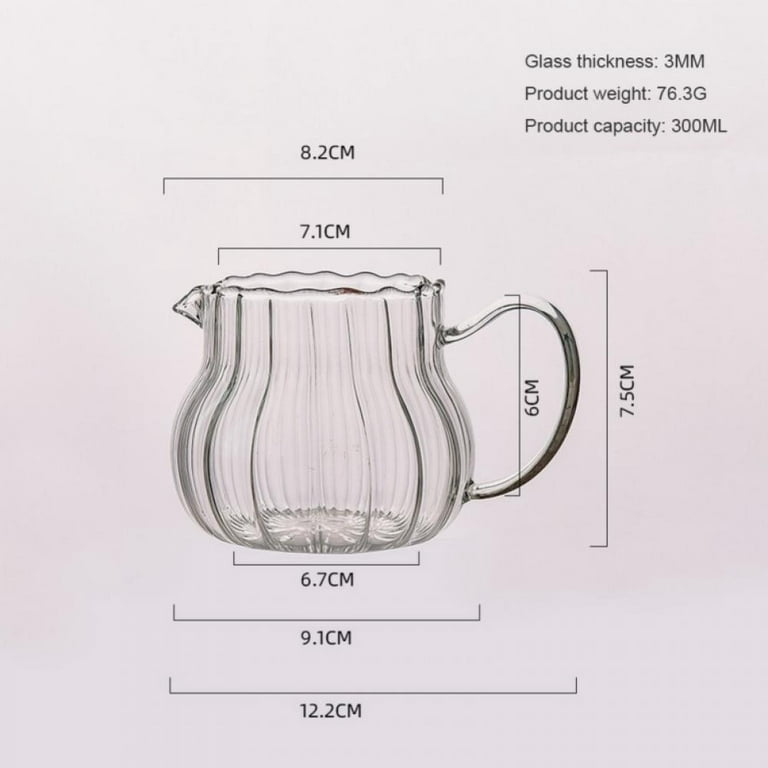 Clear Glass Cup Elegant Wave Shaped Mini Pitcher Glass Jug Easy Pour Spout for Milk Water Tea Juice