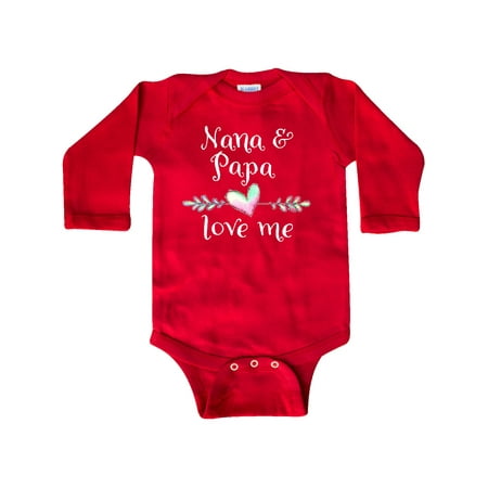 

Inktastic Nana and Papa Love Me- Heart Grandchild Gift Baby Boy or Baby Girl Long Sleeve Bodysuit