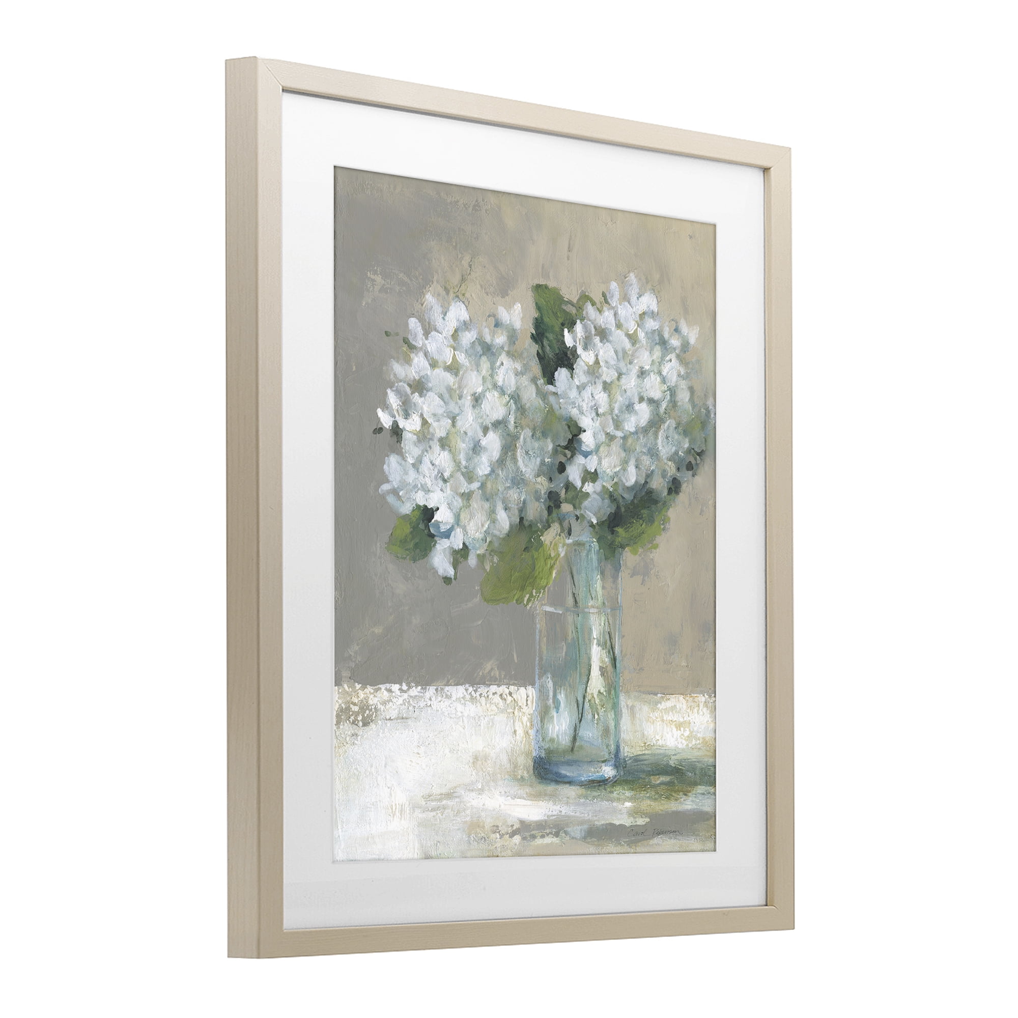 Stupell Industries White Hydrangeas Glass Vase Birch Framed Print Under Glass, design by Carol Robinson