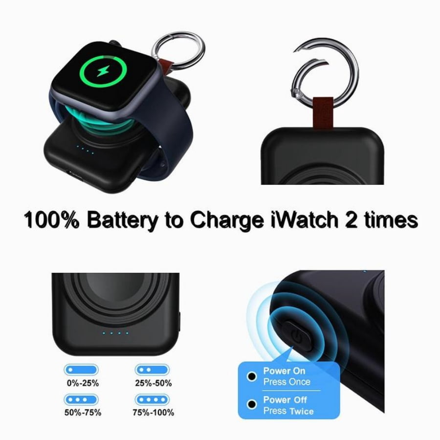 1800mAh Portable Wireless Charger for Apple Smartwatch  Compatible With Apple Smartwatch Series 9/8/7/SE/6/5/4/3/2/Ultra USB Type C Magnetic Charging Dock with Quick-Charging Watch Wireless charger