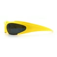 thumbnail image 6 of Mens Classic 90s Oval Cropped Bottom Wrap Around Sport Plastic Sunglasses Yellow - Black, 6 of 8
