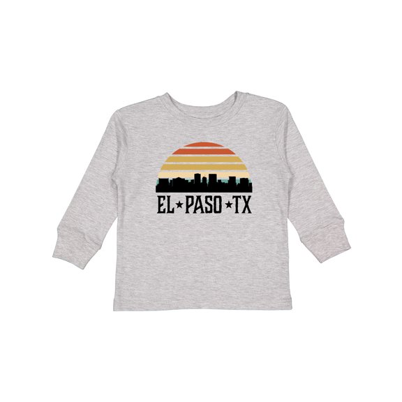 Inktastic El Paso Texas Skyline Retro Boys or Girls Long Sleeve Toddler T-Shirt