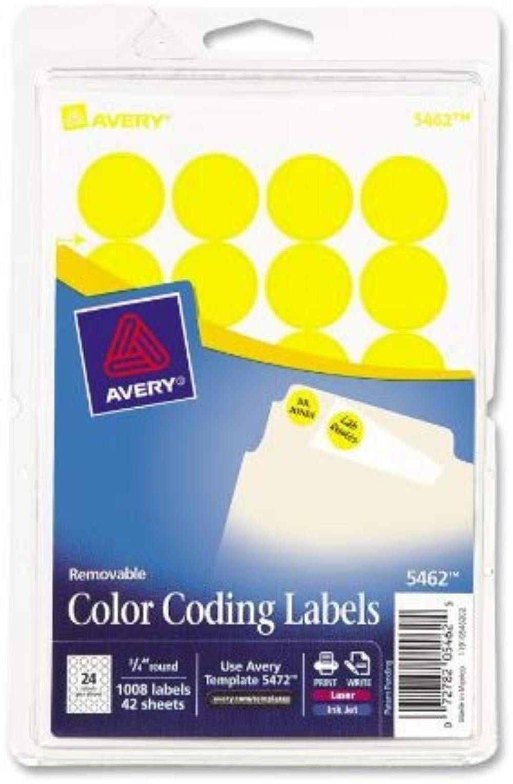 Print/Write Self-Adhesive Removable Labels, 0.75 Inch Diameter, Yellow, 1,008 per Pack (5462 ...