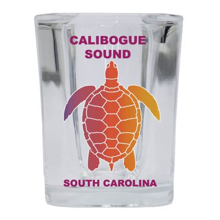 

CALIBOGUE SOUND Square Shot Glass Rainbow Turtle Design