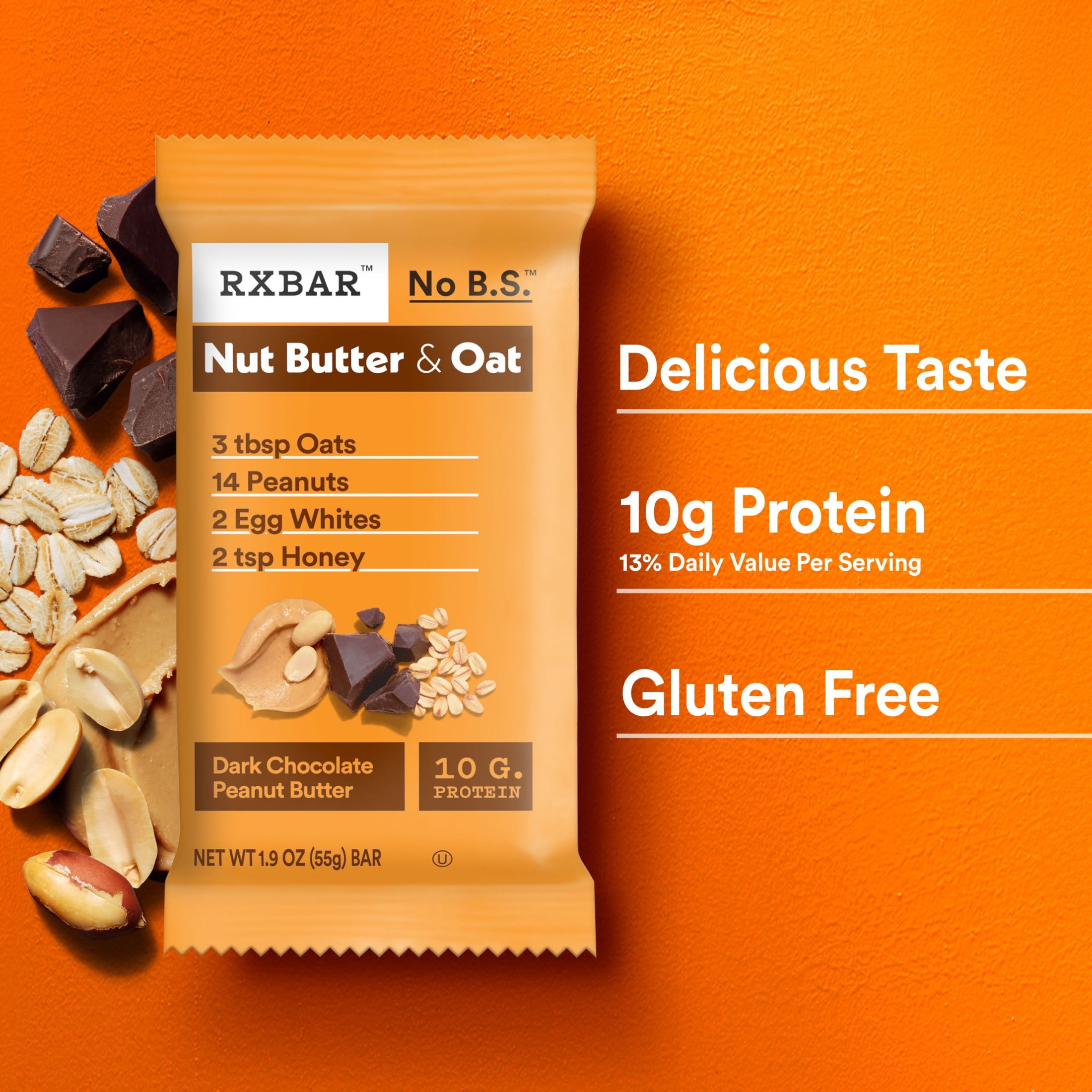 (3 pack) RXBAR Nut Butter and Oat, Dark Chocolate Peanut Butter Gluten-Free Protein Bars, 5 Count