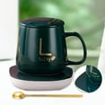 thumbnail image 1 of Calentador de café y juego de tazas para escritorio, calentador de tazas para café, plato calentador de bebidas eléctrico para oficina, hogar, regalos , Verde perfecl almohadilla térmica para tazas, 1 of 8