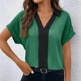 thumbnail image 3 of Mittory Womens Tops Dressy Casual Short Sleeve Business Shirts V Neck Pleated Work Blouses Loose Fit Fall Trendy, 3 of 6