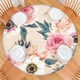 thumbnail image 2 of Round Fitted Tablecloth with Elastic Edges Fits 36"-44" Round Tables Pioneer Colorful Floral Waterproof Table Cover Washable Indoor and Outdoor for Party Kitchen Dinner Banquet Patio Picnic, 2 of 7