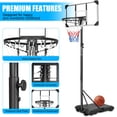thumbnail image 4 of Outdoor Basketball Hoop Stand for Adults, Sesslife 5.6FT-7FT Height Adjustable Portable Basketball Hoop w/Wheels & Shatterproof Backboard for Outside, Court Backyard, Black, 4 of 5