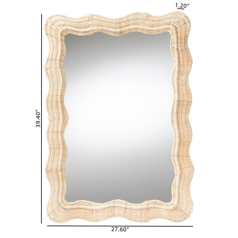 bali & pari Hasana Boho Wall Mirror, Handwoven Scallop Natural