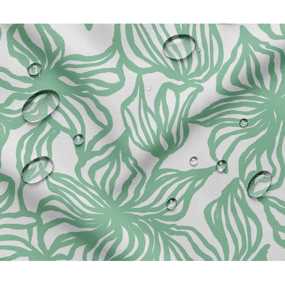 Soimoi 56 Inch Wide Waterproof Taffeta Fabric by The Yard | Green Floral Theme | Outdoor Use for Furniture Covers, Umbrellas, Patio Decor & More