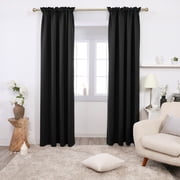 Deconovo Thermal Insulated Blackout Curtains 84 inches Length, 2 Pieces Black Rod Pocket Curtain Panels for Living Room, 52W x 84L
