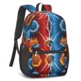 thumbnail image 2 of Basketball and Lightning Red Pattern 17" Waterproof Oxford School Backpacks for Teens, S-Shape Padded Straps, for School, Travel, Hiking, Camping, 2 of 5