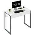 thumbnail image 1 of HOMCOM Bureau Moderne pour Bureau à Domicile avec Fini Très Lustré 2 Tiroirs Blanc Gris, 1 of 10