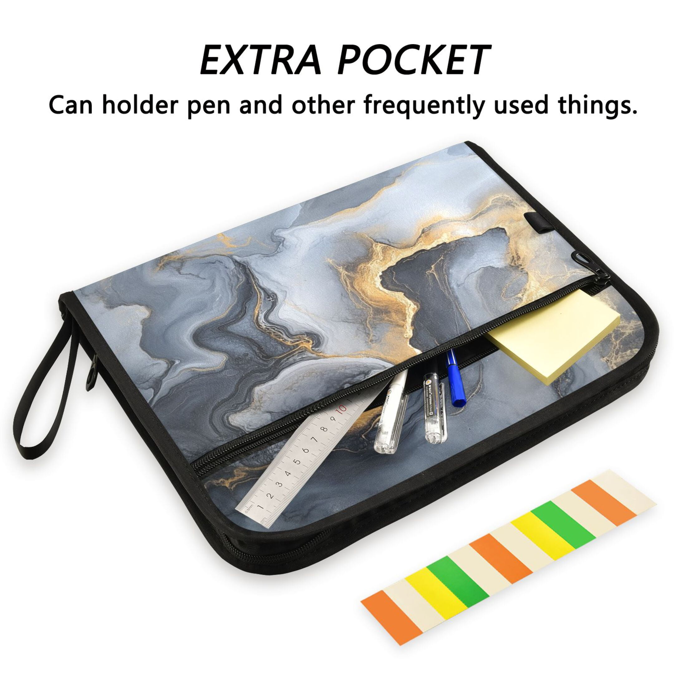 WOBOGO Gilt Gray Patterns Expanding File Folder Letter Size Accordion Filing Organizer 13 Pocket Separate Organ Pocket
