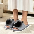 thumbnail image 6 of Knivor Open Toe Fuzzy House Slippers for Women Cute Pom Pom Decor Non Slip Fluffy Indoor Slide Slippers, 6 of 9