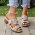 thumbnail image 6 of Bkhluea Women Perforated Floral Accent Block Heel Slide Sandals Comfortable Footwear For Casual Outdoor Daily Activities, 6 of 7