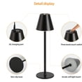 thumbnail image 2 of Modern LED CordlessTable Lamp,4000mAh Rechargeable Battery Desk lamp,3 Level Brightness Night Light, Metal Shell,Minimalist Design(Black), 2 of 5