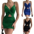 thumbnail image 2 of Yokua Spaghetti Strap Dress For Women Bodycon Midriff Cutout Dress Bodycon Dress Wrap, 2 of 18