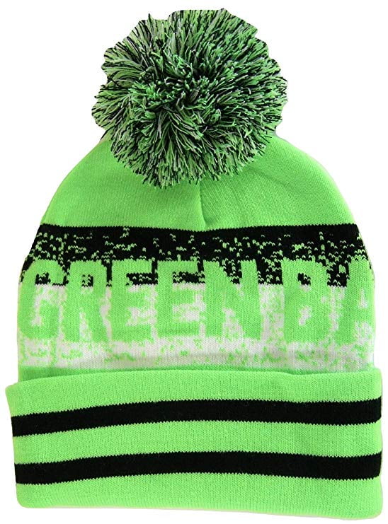 Winter Knit Pom Beanie Hat (Neon Green 