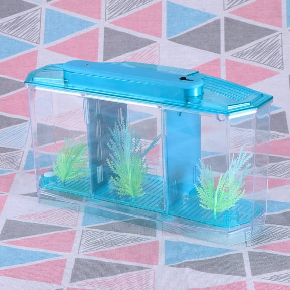 Niceauty Blue Desktop Fish Tank Durable Three Grid Design Practical for Home Decoration