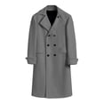 thumbnail image 5 of Winter Men's Solid Color Single-faced Wool Overcoat Double-breasted Extended Coat Gray XXXXL, 5 of 5