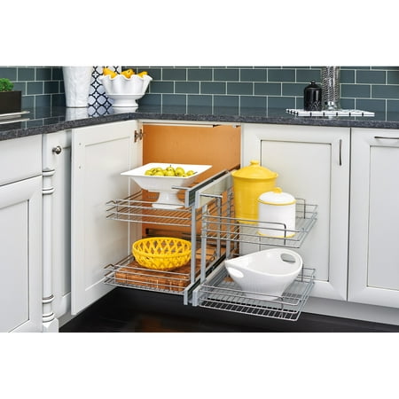 Rev A Shelf Chrome Steel 15 in. 2 Tier Pullout Basket with Soft Close 58 15SC 2CR 5   The Home Depot