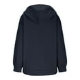 thumbnail image 5 of Chiccall Womens Oversized Button Down Hoodies Loose Long Sleeve Sweatshirt Casual Solid V-Neck Jackets with Pockets Navy XXL, 5 of 6