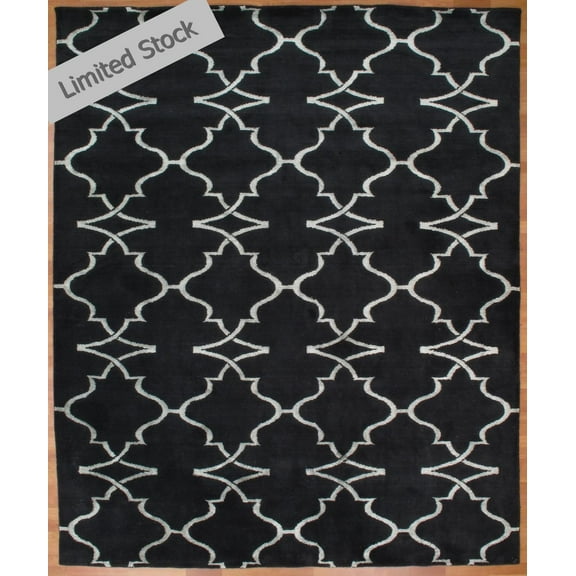 K2 Floor Style Portfolio Black Hand Made Wool & Silketteâ„¢ Area Rug