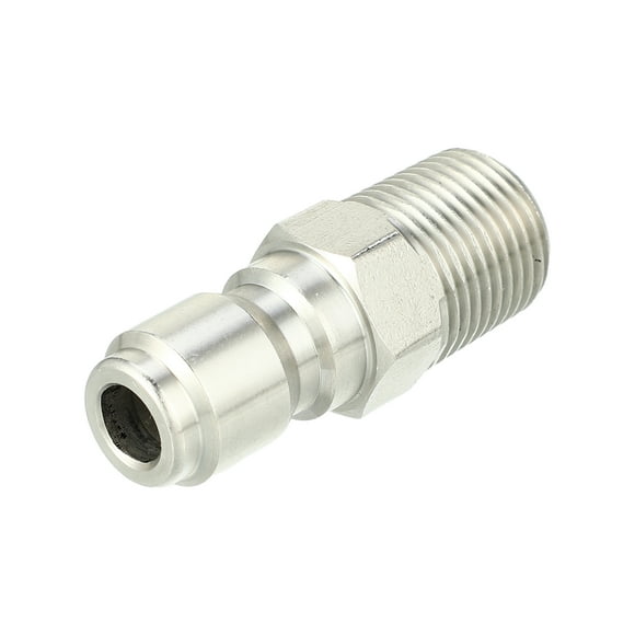 Adaptador de pistola de lavado a presión de acero inoxidable de 3/8" NPT tono plateado para vehículos de Unique Bargains