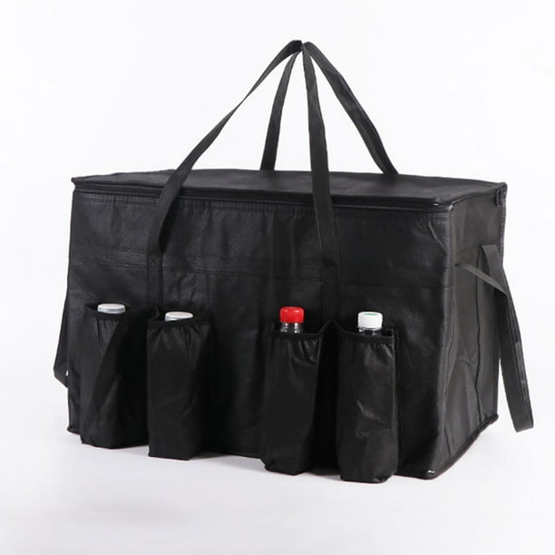 Bolsa térmica para entrega de alimentos, bolsa térmica con cierre de cremallera, bolsa térmica a prueba de fugas para picnic, playa y senderismo negro