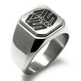 thumbnail image 1 of Stainless Steel Letter S Initial 3D Cube Box Monogram Engraved Engraved Square Flat Top Biker Style Polished Signet Ring, 1 of 1