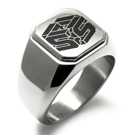 Stainless Steel Letter S Initial 3D Cube Box Monogram Engraved Engraved Square Flat Top Biker Style Polished Signet Ring