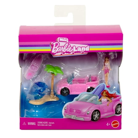 Barbie Mini Barbie Land Doll & Vehicle Set Assortment, 1.5-inch Dolls & Iconic Toy Vehicles