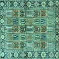 thumbnail image 1 of Ahgly Company Machine Washable Indoor Square Persian Turquoise Blue Traditional Area Rugs, 3' Square, 1 of 4
