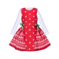 thumbnail image 1 of Robe Fille Ensemble de Noël Renne Rouge Flocon de Neige Manches Longues Fête 7 Ans, 1 of 8